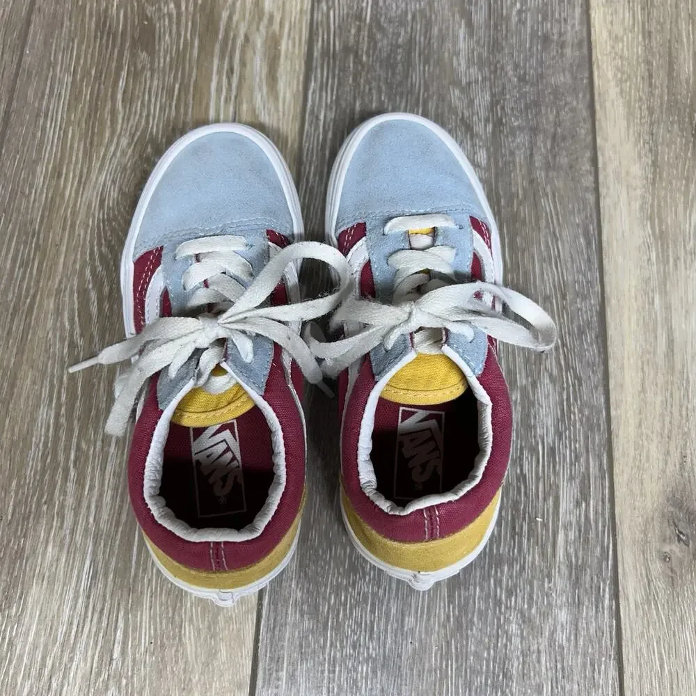Vans Authentic Kids Youth Size 13 Blue Pink Yellow Low Top Skater Sneaker Shoes